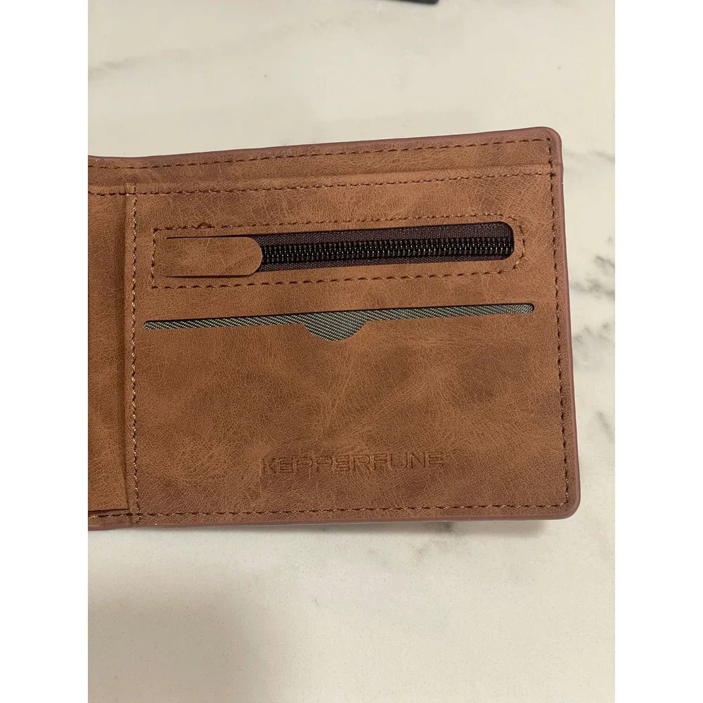 Men's Slim Minimalist Bifold Wallet‎ Brown Soft Leather Front Pocket New